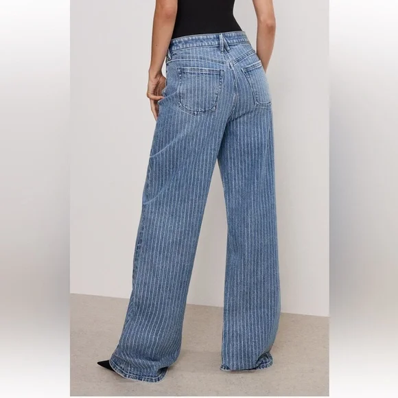 NWT Good American Good Ease Rhinestone Embellished Wide Leg - Picture 10 of 16